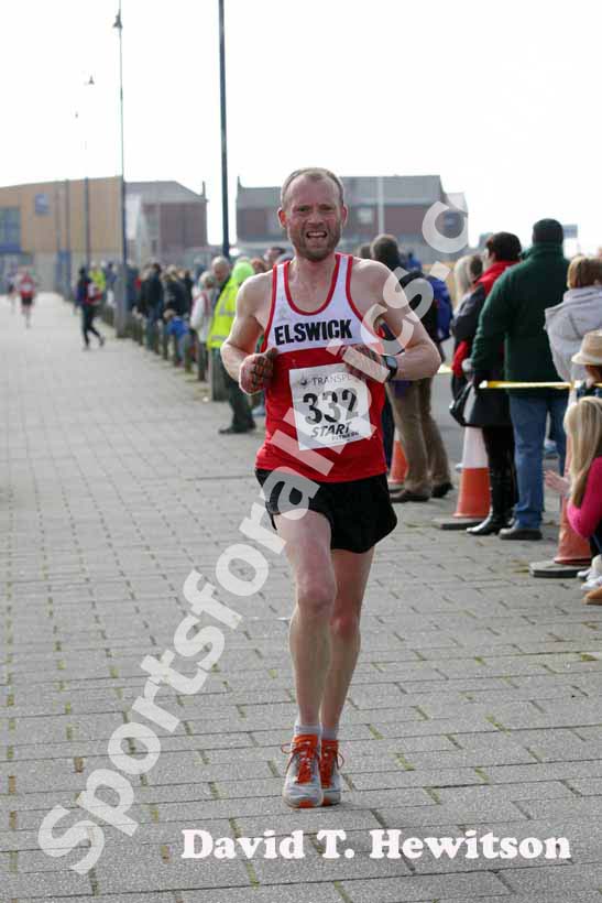 Lee Bennett (Elswick) finishing the Transped Blyth Valley 10k.